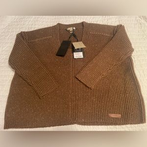 Burberry Brit Dark Camel Cropped Sweater New with Tags
